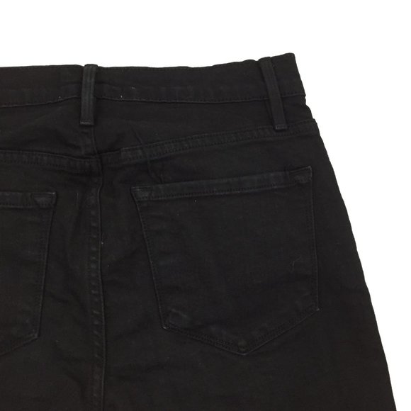 FRAME Le Skinny De Jeanne Film Noir Black Raw Step Hem Logo Hardware Denim Jeans - Picture 9 of 10